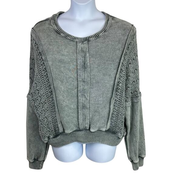 Altar'd State Gray Textured Knit Sweater Size XL Boxy Oversized - Picture 1 of 5